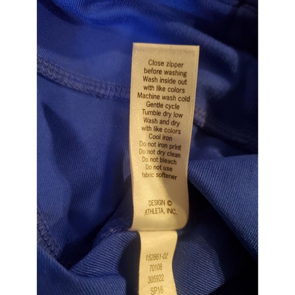 Athleta Womens Size Large Leggings Blue Zip Back Pocket Logo‎ Yoga Workout - Picture 8 of 14